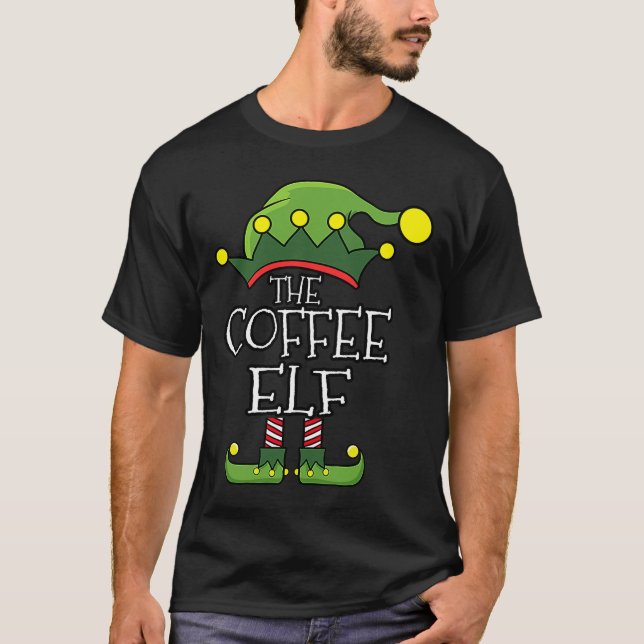 Christmas 2020 The Coffee Drinking Elf Merry Chris T-Shirt (Front)