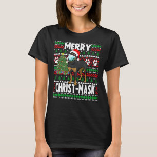 Christmas 2020  Xmas Rottweiler Dog Wearing Mask A T-Shirt