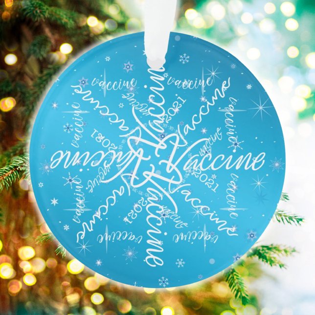 Christmas 2021 Covid Vaccine Snowflake Typography Ornament (Creator Uploaded)