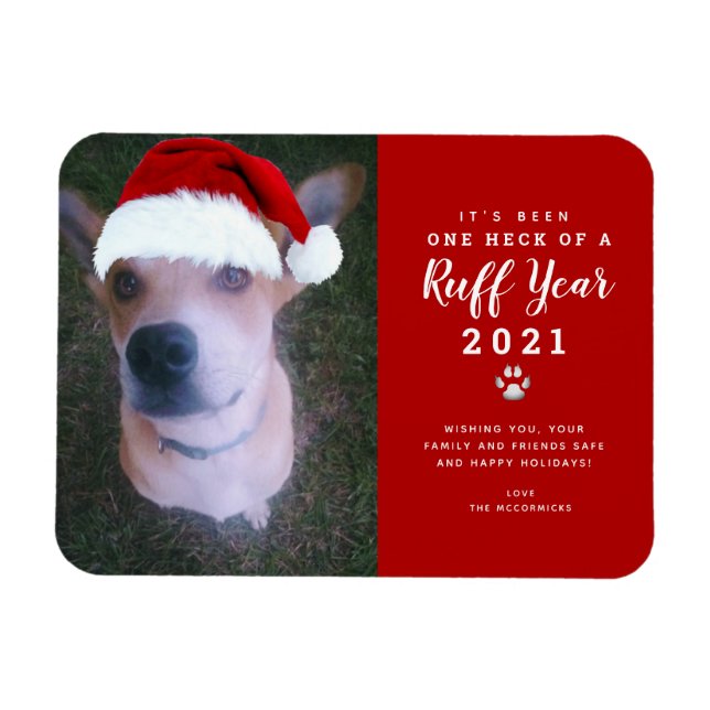 Christmas 2021 Ruff Year Funny Dog Photo Magnet (Horizontal)