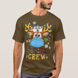 Christmas 2022 Boo Boo Crew Reindeer Nurse Leopard T-Shirt