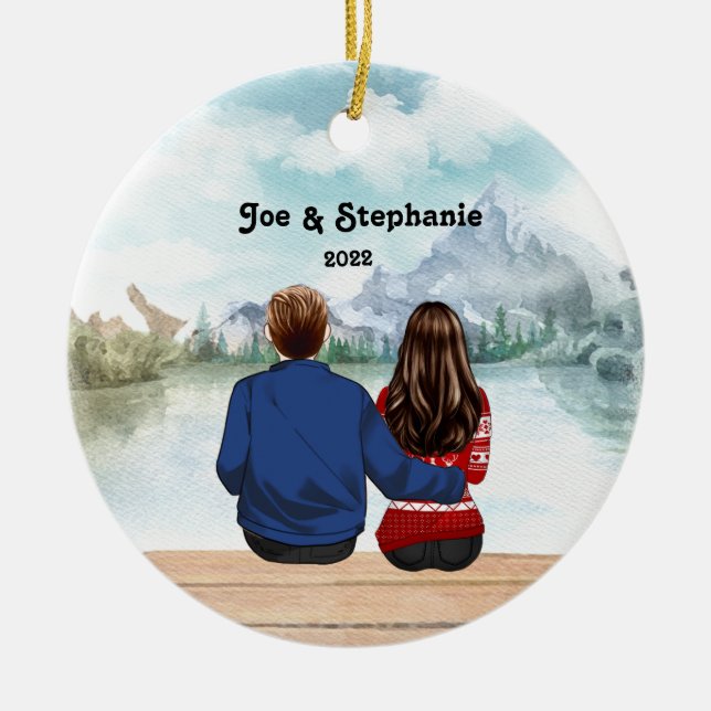 Christmas 2022 Custom Personalised Family  Ceramic Tree Decoration (Front)