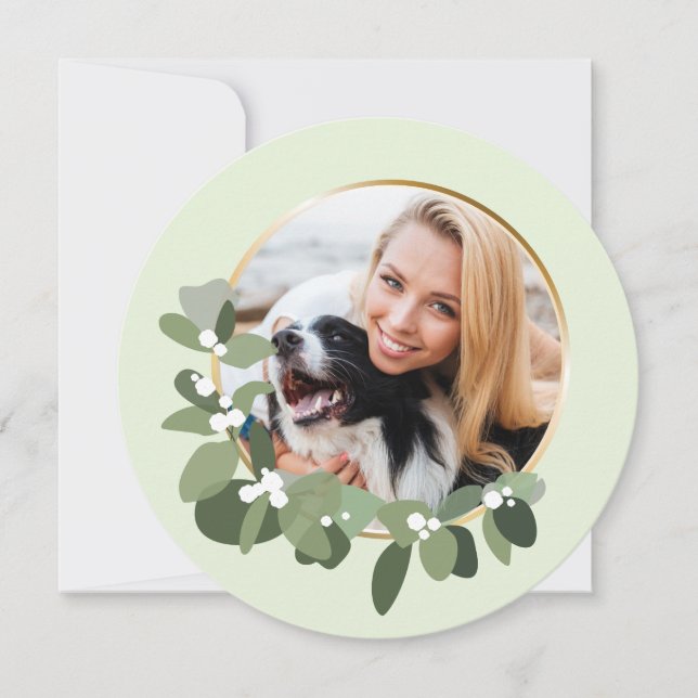 Christmas 2023 One Photo Modern Wreath Holiday Card (Front)