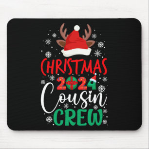 Christmas 2024 Cousin Crew Reindeer Xmas Santa Hat Mouse Mat
