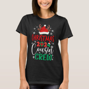 Christmas 2024 Cousin Crew Reindeer Xmas Santa Hat T-Shirt