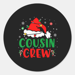 Christmas 2024 Cousin Crew Xmas Santa Hat Pyjamas  Classic Round Sticker