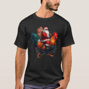 Christmas 2024 Funny Santa Riding Chicken Chicken T-Shirt