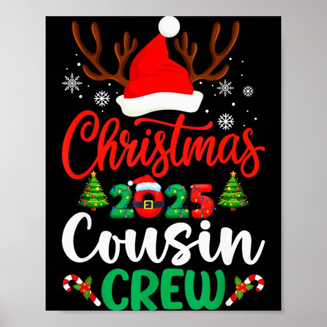 Christmas 2025 Cousin Crew Pajamas Xmas Lights Fam Poster (Front)