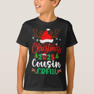 Christmas 2025 Cousin Crew Pajamas Xmas Lights Fam T-Shirt