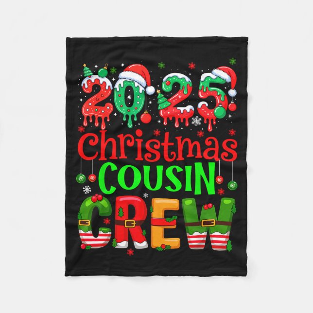 Christmas 2025 Cousin Crew Santa Hat Men Women Kid Fleece Blanket (Front)