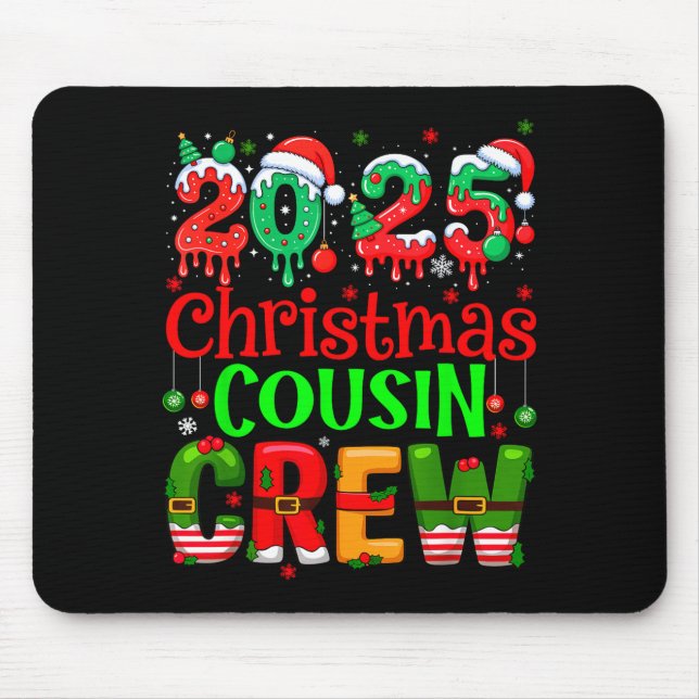 Christmas 2025 Cousin Crew Santa Hat Men Women Kid Mouse Mat (Front)