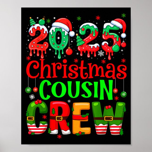 Christmas 2025 Cousin Crew Santa Hat Men Women Kid Poster (Front)