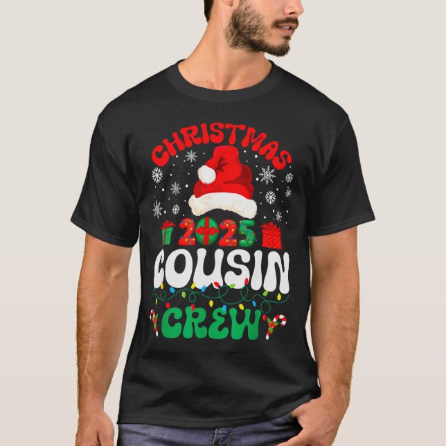 Christmas 2025 Cousin Crew Xmas Funny Matching Fam T-Shirt (Front)