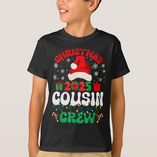 Christmas 2025 Cousin Crew Xmas Funny Matching Fam T-Shirt (Front)