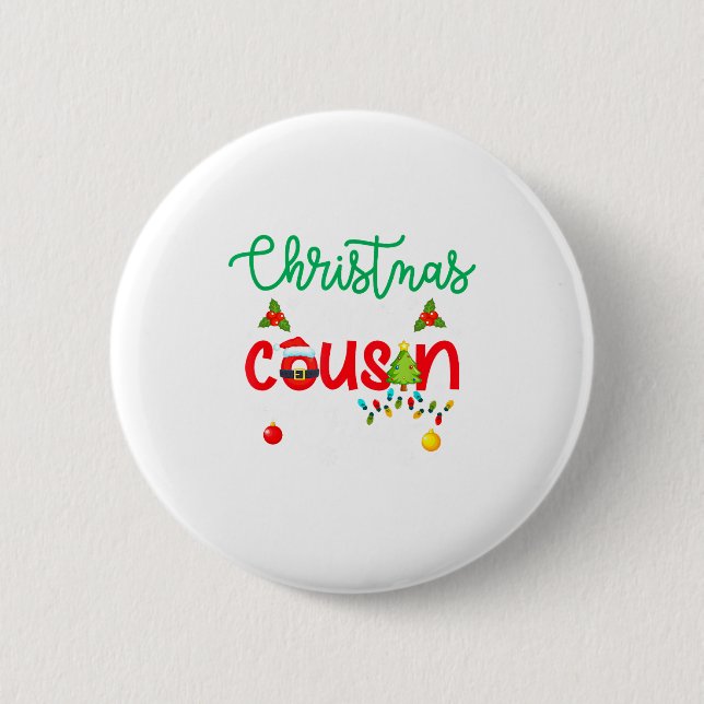Christmas 2025 Cousin Crew Xmas Lights Matching Fa 6 Cm Round Badge (Front)