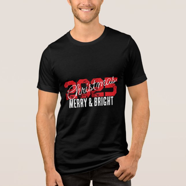 Christmas 2025 Merry & Bright Tri-Blend Shirt (Front)