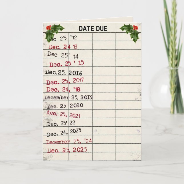 Christmas 2025 Old Library Card (Front)