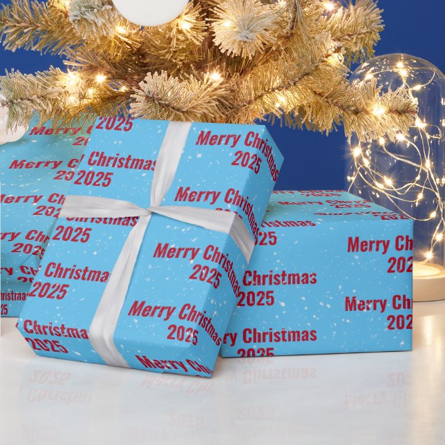 Christmas 2025 Text On Aqua Wrapping Paper (Holidays)