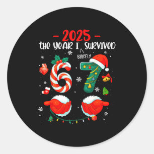 Christmas 2025 The Year I Barely Survived Six Seve Classic Round Sticker