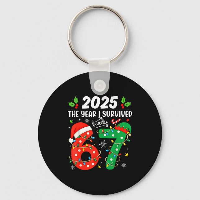 Christmas 2025 The Year I Barely Survived Six Seve Key Ring (Front)