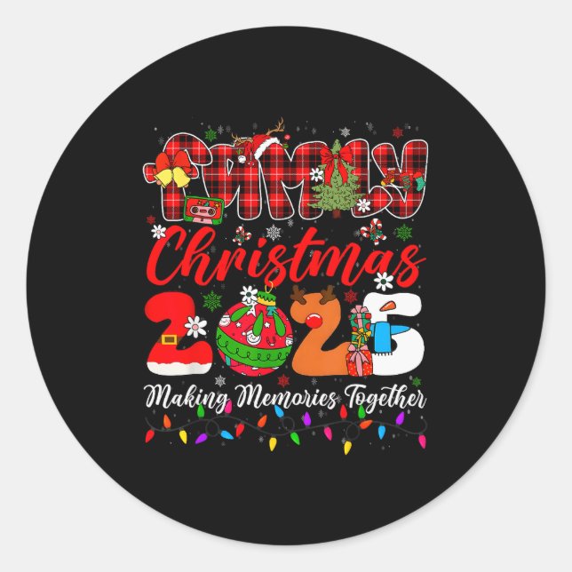Christmas 2025 Xmas Lights Making Memories Togethe Classic Round Sticker (Front)