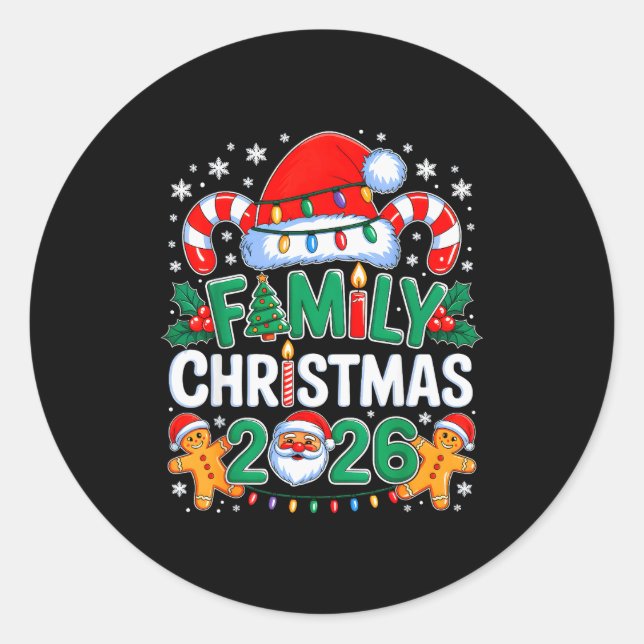 Christmas 2026 Family Matching Xmas Team Santa Squ Classic Round Sticker (Front)