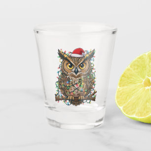 Christmas 2026 Festive Owl Holiday Bird Shot Glass