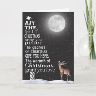 Christmas 2026 Tree With Deer and Moon Card