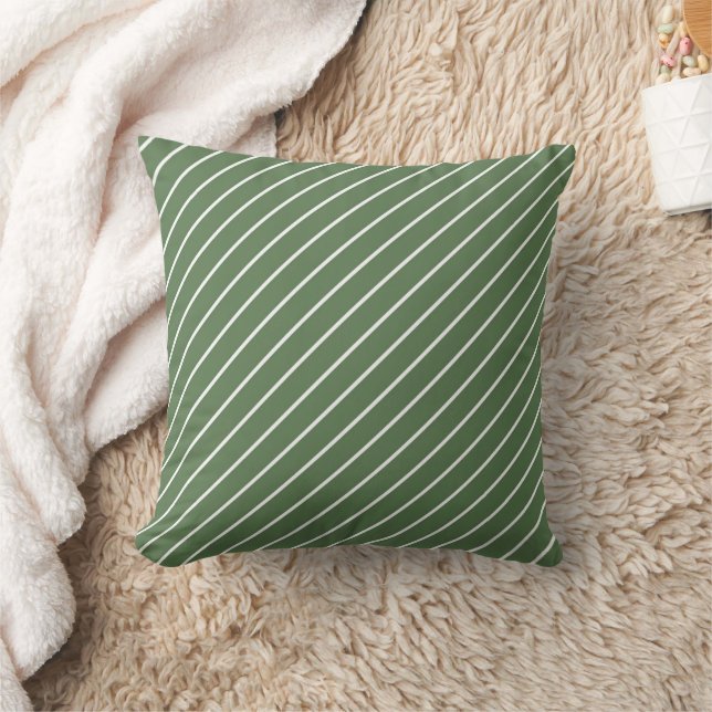 Christmas 2 Different Sides Green & White Stripes Cushion (Blanket)