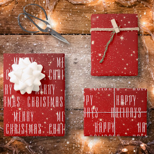Christmas 2 Editable Greetings Red White Wrapping Paper Sheet