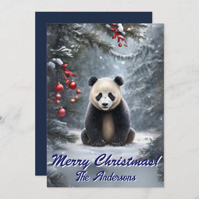 Christmas 2 panda, Happy Holidays, Christmas card (Front/Back)