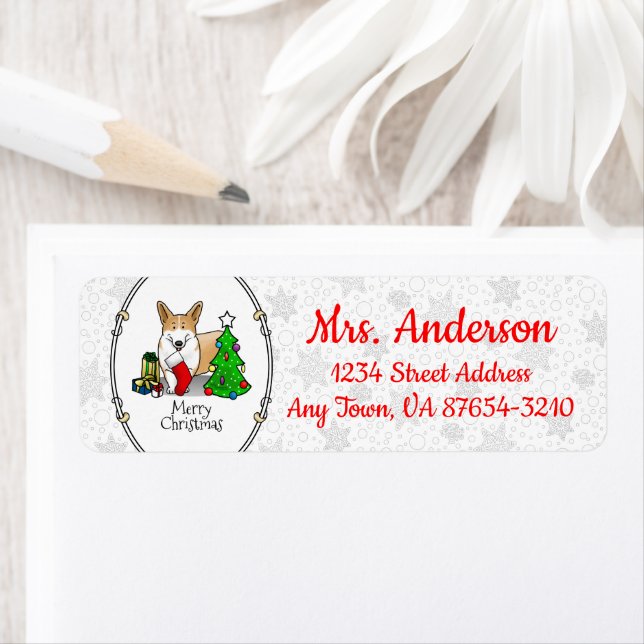 Christmas 2 Pembroke Welsh Corgi (red 1) Tree Cute (Insitu)