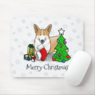 Christmas 2 Pembroke Welsh Corgi (red 1) Tree Cute Mouse Mat