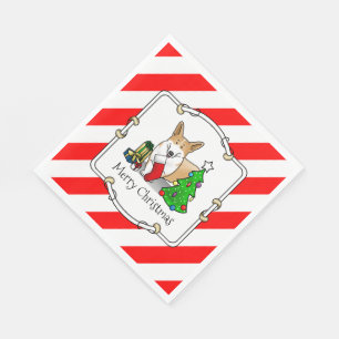 Christmas 2 Pembroke Welsh Corgi (red 1) Tree Cute Napkin
