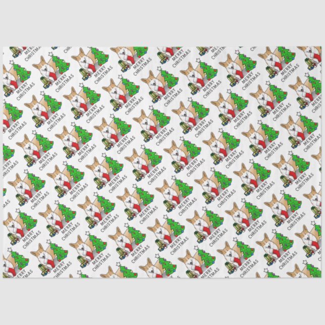 Christmas 2 Pembroke Welsh Corgi (red 1) Tree Cute Tissue Paper (Front)