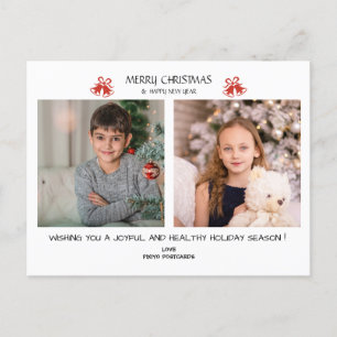 Christmas  2 Photo Collage Holiday Postcard