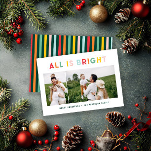 Christmas 2 photo collage rainbow cute fun holiday card