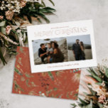 Christmas 2 photo watercolor botanical floral foil foil holiday card<br><div class="desc">Mery Christmas modern elegant watercolor dried botanical floral muted colours holiday 2 photo real foil Christmas card.</div>