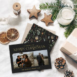 Christmas 2 photo watercolor botanical floral foil holiday card<br><div class="desc">Merry Christmas modern elegant watercolor dried botanical floral muted colors holiday 2 photo real foil Christmas card.</div>