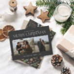 Christmas 2 photo watercolor botanical floral holiday card<br><div class="desc">Mery Christmas modern elegant watercolor dried botanical floral muted colours holiday 2 photo Christmas card.</div>