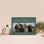 Christmas 2 photo watercolor botanical sage green holiday card<br><div class="desc">Merry Christmas modern elegant watercolor dried botanical floral muted colours sage green holiday 2 photo Christmas card.</div>