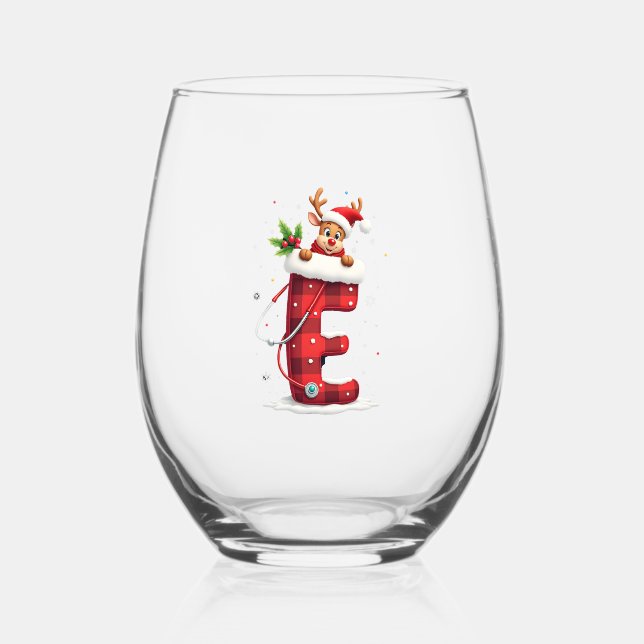 Christmas (2) stemless wine glass (Front)