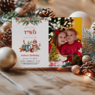 Christmas 2nd Birthday Photo Invitation