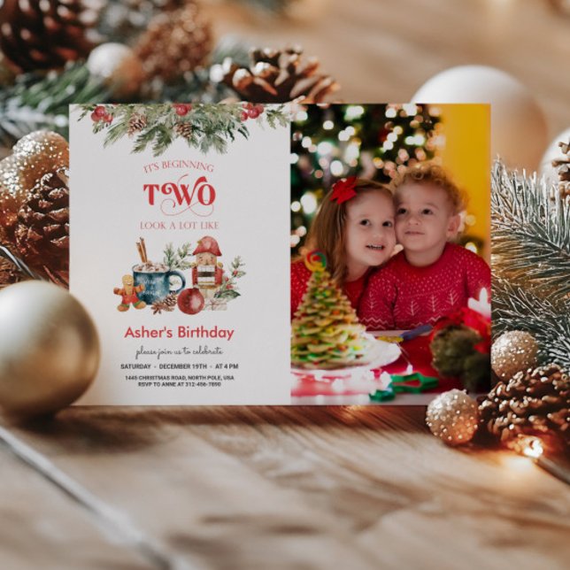 Christmas 2nd Birthday Photo Invitation (Creator Uploaded)