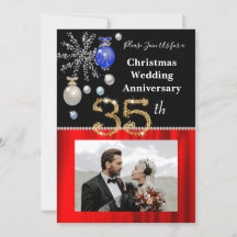 Christmas 35th Wedding Anniversary Black & Gold