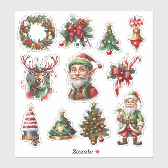 Christmas_3 Custom-Cut Vinyl Sticker (Sheet)