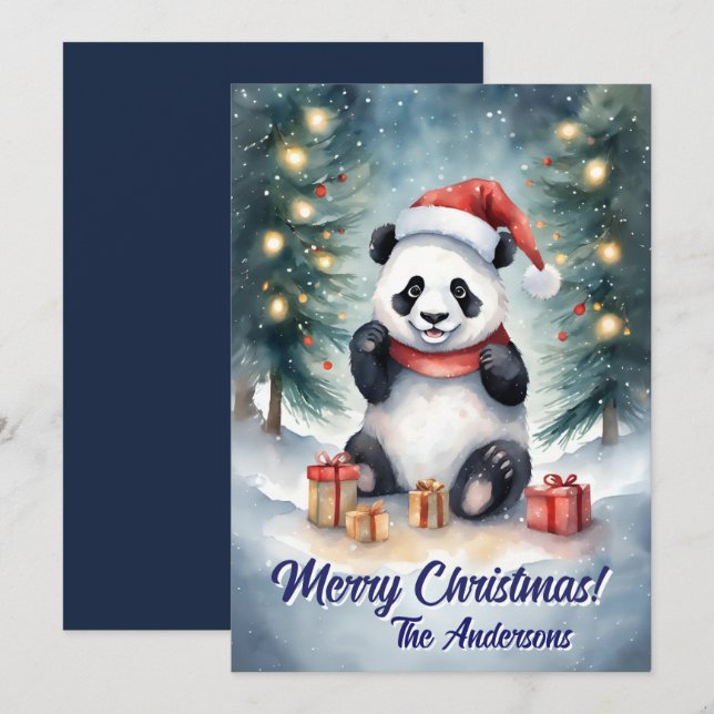 Christmas 3 panda, Happy Holidays, Christmas card (Front/Back)