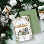 Christmas 3 photo arch watercolor botanical floral holiday card<br><div class="desc">Mery Christmas modern elegant watercolor dried botanical floral muted colours holiday arch 3 photo Christmas card.</div>