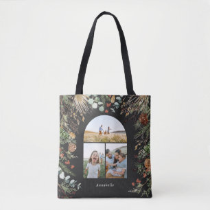 Christmas 3 photo arch watercolor botanical floral tote bag