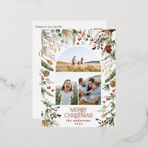 Christmas 3 photo botanical floral  foil holiday p